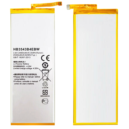 De Vervanging van de Cellphonebatterij voor de Cel van het Huawei Ascendp7 HB3543B4EBW 2460mAh 3.8V Polymeer met 1 Jaargarantie