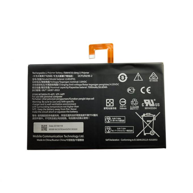 Vervangings Interne Batterij voor het Polymeercel van Lenovo Tab2 A10-70 A10-70F L14D2P31 3.8V 7000mAh met 1 Jaargarantie